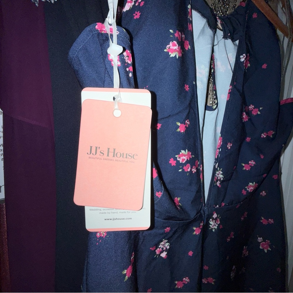 JJs House Navy and Pink Floral Midi Dress - Picture 8 of 10